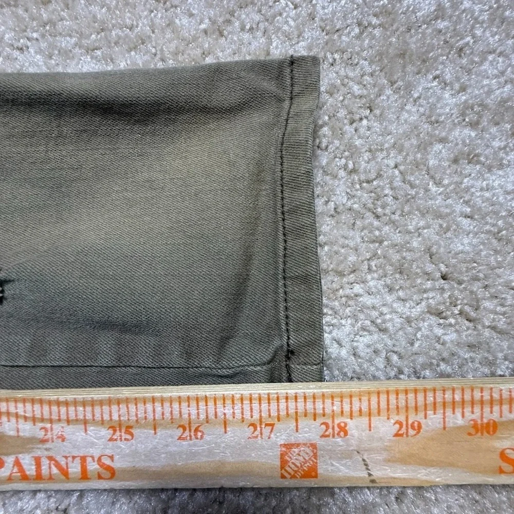Free People Womens 0 Olive Distressed Utility‎ Jeans Button Fly Flap Pockets